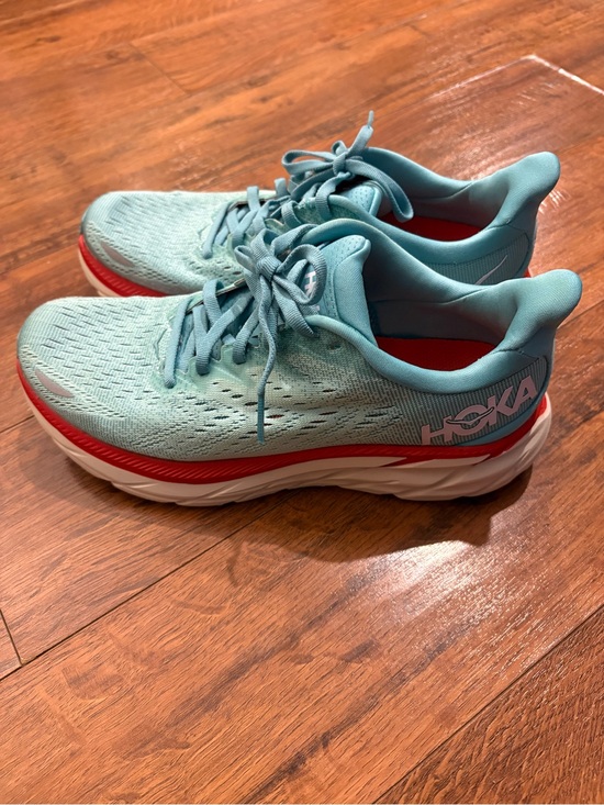 Hoka One One Shoes - HOKA Clifton 8 Women’s 7B Aquarelle Eggshell Blue Running Shoes